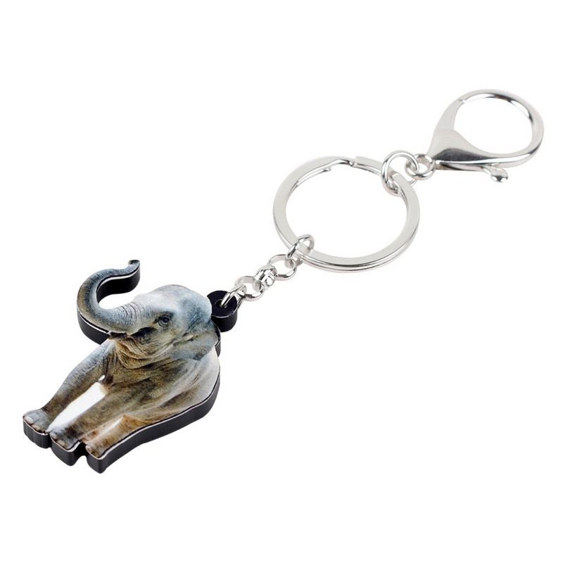 Bonsny Acrilic Fericit În picioare Elefant Pisicuță Breloc Inele Breloc Bijuterii Animale din Jungle Africană Pentru Femei Fete Pandantiv Geanta