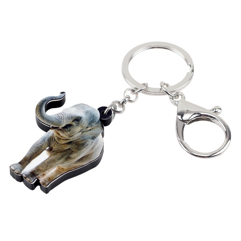 Bonsny Acrilic Fericit În picioare Elefant Pisicuță Breloc Inele Breloc Bijuterii Animale din Jungle Africană Pentru Femei Fete Pandantiv Geanta