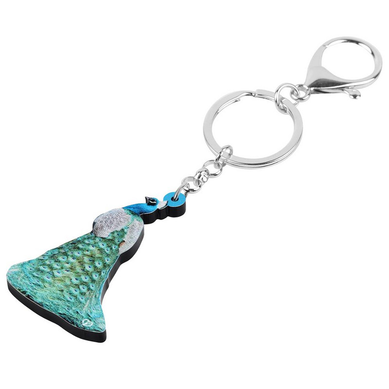 Bonsny Acrilic Elegant Verde Păună Păun Breloc Breloc Pasăre Animal Breloc Bijuterii Pentru Femei Adolescent Geanta Portofel Accesoriu