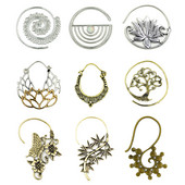 Pereche de modă alamă cupru tribal indian spirală cercei picătură bijuterii fermecătoare dangle ureche piercing indicator de greutate bijuterii pentru corp