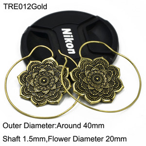 Pereche de modă alamă cupru tribal indian spirală cercei picătură bijuterii fermecătoare dangle ureche piercing indicator de greutate bijuterii pentru corp