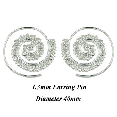 Pereche de modă alamă cupru tribal indian spirală cercei picătură bijuterii fermecătoare dangle ureche piercing indicator de greutate bijuterii pentru corp