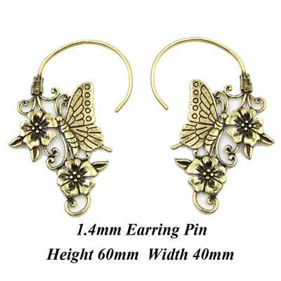 Pereche de modă alamă cupru tribal indian spirală cercei picătură bijuterii fermecătoare dangle ureche piercing indicator de greutate bijuterii pentru corp