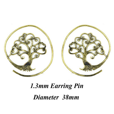 Pereche de modă alamă cupru tribal indian spirală cercei picătură bijuterii fermecătoare dangle ureche piercing indicator de greutate bijuterii pentru corp