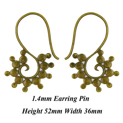 Pereche de modă alamă cupru tribal indian spirală cercei picătură bijuterii fermecătoare dangle ureche piercing indicator de greutate bijuterii pentru corp