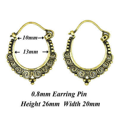 Pereche de modă alamă cupru tribal indian spirală cercei picătură bijuterii fermecătoare dangle ureche piercing indicator de greutate bijuterii pentru corp