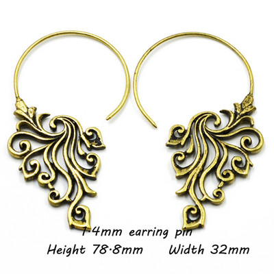 Pereche de modă alamă cupru tribal indian spirală cercei picătură bijuterii fermecătoare dangle ureche piercing indicator de greutate bijuterii pentru corp