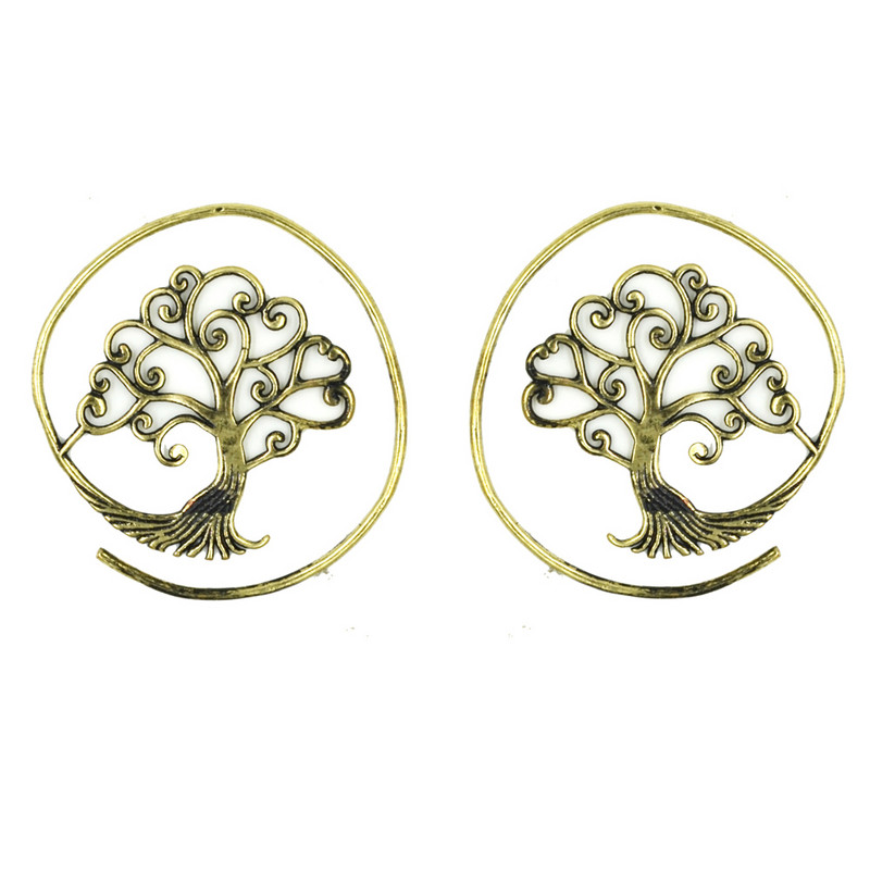 Pereche de modă alamă cupru tribal indian spirală cercei picătură bijuterii fermecătoare dangle ureche piercing indicator de greutate bijuterii pentru corp