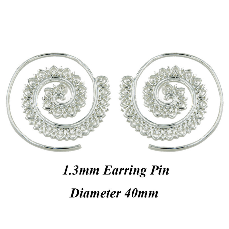 Pereche de modă alamă cupru tribal indian spirală cercei picătură bijuterii fermecătoare dangle ureche piercing indicator de greutate bijuterii pentru corp