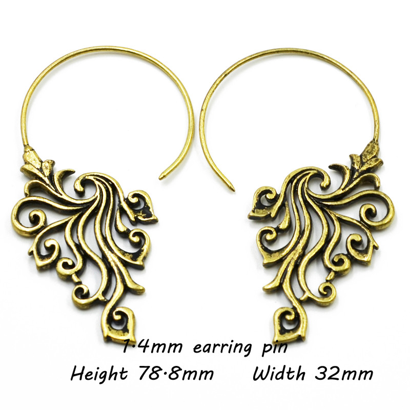 Pereche de modă alamă cupru tribal indian spirală cercei picătură bijuterii fermecătoare dangle ureche piercing indicator de greutate bijuterii pentru corp