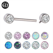 1 buc. Barbel pentru mamelon din titan de calitate implantară, cu filet intern, cu gemă dublă, scut pentru mamelon, bară pentru limbă, piercing, bijuterii pentru corp 14 gX6 mm