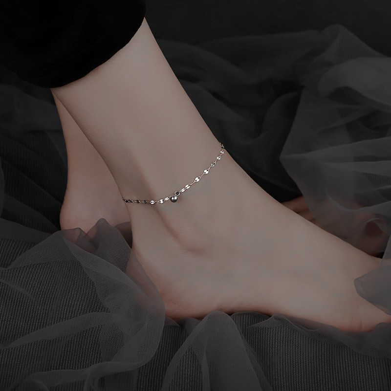 Nouă gleznă cu pandantiv cu bile norocoasă pentru femei, brățară cu lanț cu val, picior, bijuterii pentru picioare, vară, plajă, gleznă strălucitoare, cadou de ziua mamei