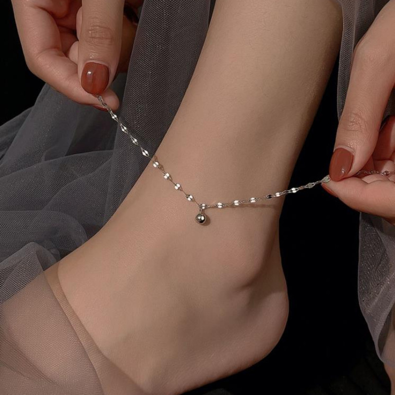 Nouă gleznă cu pandantiv cu bile norocoasă pentru femei, brățară cu lanț cu val, picior, bijuterii pentru picioare, vară, plajă, gleznă strălucitoare, cadou de ziua mamei