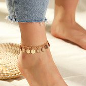 Nouă modă, simplu, lanț de aur, glezne pentru femei, vintage, metal, ciucuri, monedă, portret, gleznă, brățară, lanț pentru picioare, bijuterii de plajă boho