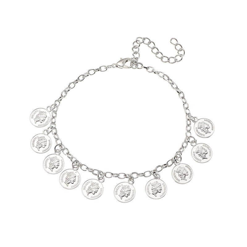 Nouă modă, simplu, lanț de aur, glezne pentru femei, vintage, metal, ciucuri, monedă, portret, gleznă, brățară, lanț pentru picioare, bijuterii de plajă boho