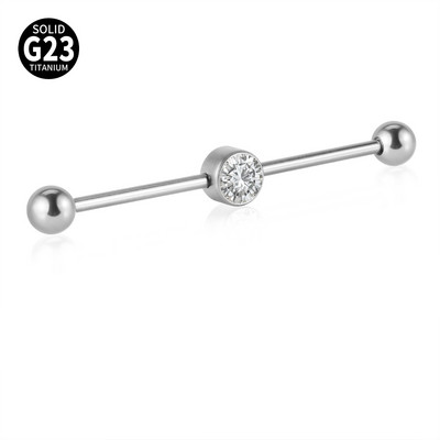 1 buc. Cercei drepti cu mreană piercing industrial din titan G23 cu bară de inele Oreja, cartilaj, helix, 6 mm, 16 gX38 mm