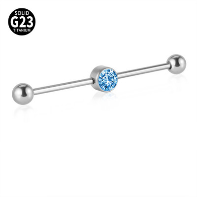 1 buc. Cercei drepti cu mreană piercing industrial din titan G23 cu bară de inele Oreja, cartilaj, helix, 6 mm, 16 gX38 mm