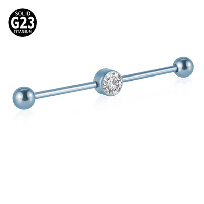1 buc. Cercei drepti cu mreană piercing industrial din titan G23 cu bară de inele Oreja, cartilaj, helix, 6 mm, 16 gX38 mm