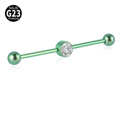 1 buc. Cercei drepti cu mreană piercing industrial din titan G23 cu bară de inele Oreja, cartilaj, helix, 6 mm, 16 gX38 mm