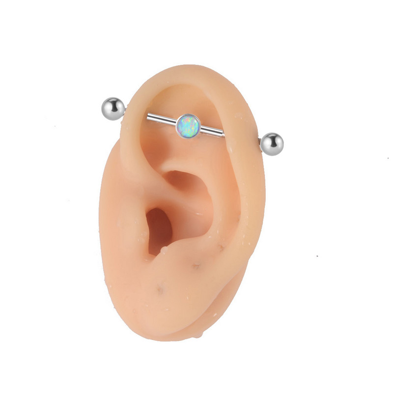 1 buc. Cercei drepti cu mreană piercing industrial din titan G23 cu bară de inele Oreja, cartilaj, helix, 6 mm, 16 gX38 mm