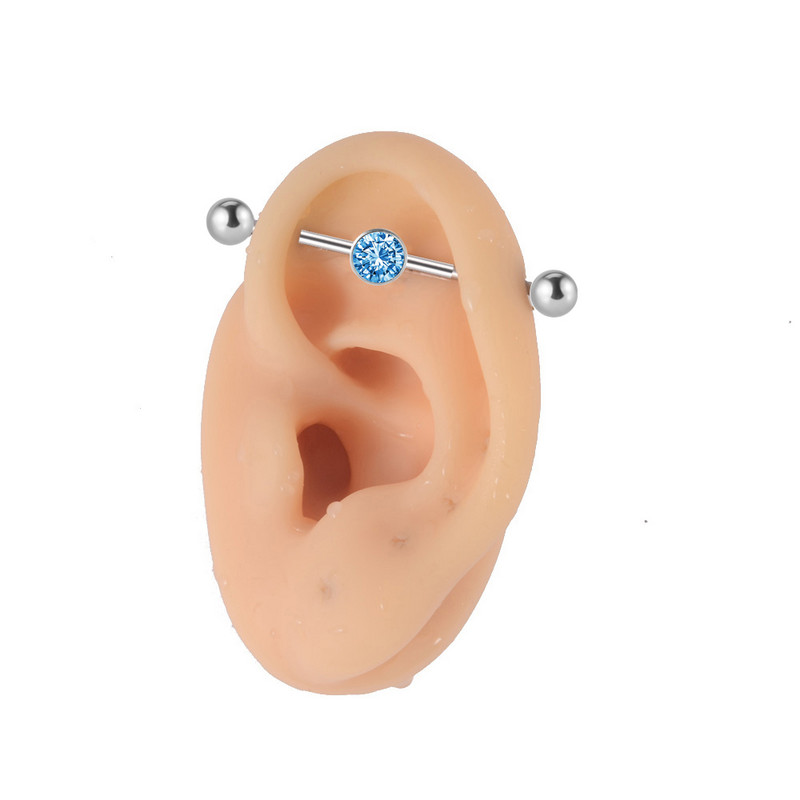 1 buc. Cercei drepti cu mreană piercing industrial din titan G23 cu bară de inele Oreja, cartilaj, helix, 6 mm, 16 gX38 mm