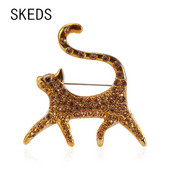 SKEDS Ofertă fierbinte drăguț desene animate plin cristal broșe pisici pentru femei fete stras animal rafinat broșă pin banchet insigne cadou