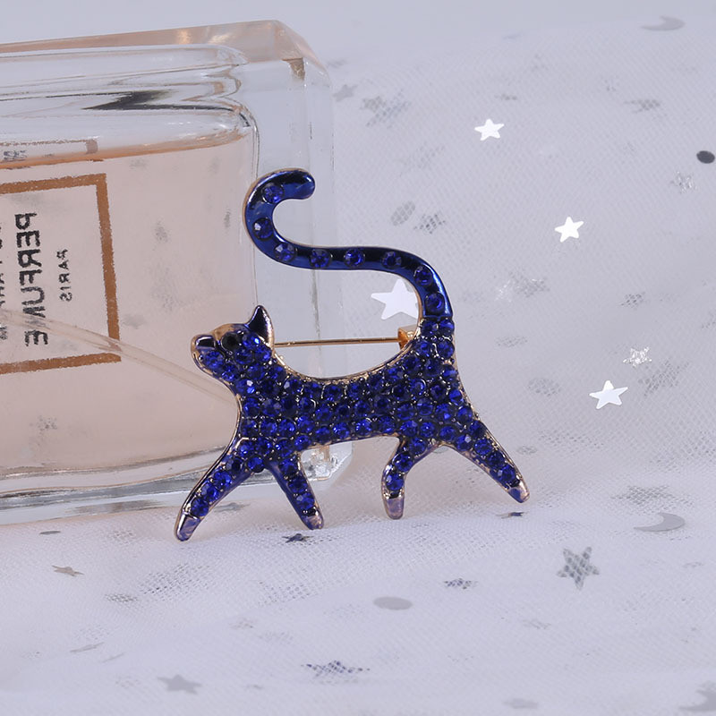 SKEDS Ofertă fierbinte drăguț desene animate plin cristal broșe pisici pentru femei fete stras animal rafinat broșă pin banchet insigne cadou