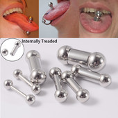 1 τεμ 12g-00G από ανοξείδωτο ατσάλι Γλώσσα ίσια Barbell Piercing Θηλή Μεγάλο μετρητή Tragus Ear Piercing Εσωτερικά με σπείρωμα