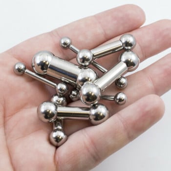 1 τεμ 12g-00G από ανοξείδωτο ατσάλι Γλώσσα ίσια Barbell Piercing Θηλή Μεγάλο μετρητή Tragus Ear Piercing Εσωτερικά με σπείρωμα