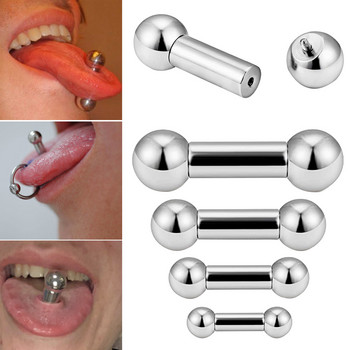 1 τεμ 12g-00G από ανοξείδωτο ατσάλι Γλώσσα ίσια Barbell Piercing Θηλή Μεγάλο μετρητή Tragus Ear Piercing Εσωτερικά με σπείρωμα