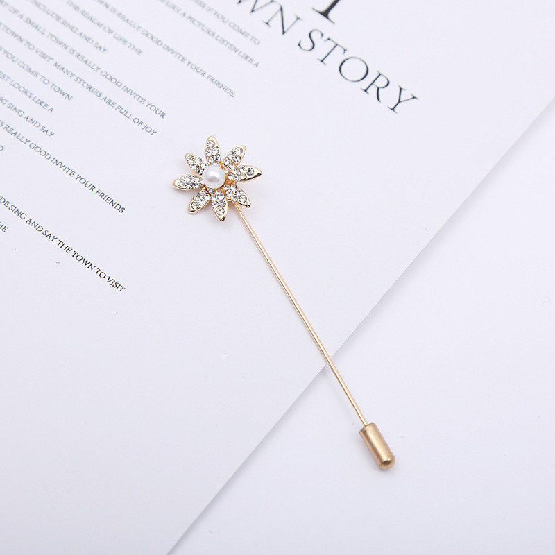 Coroana la modă Floare Steaua Ace Broșe Perle Strass Esarfă Cataramă șal Cardigan Ac lung Aliaj de zinc Accesorii pentru femei