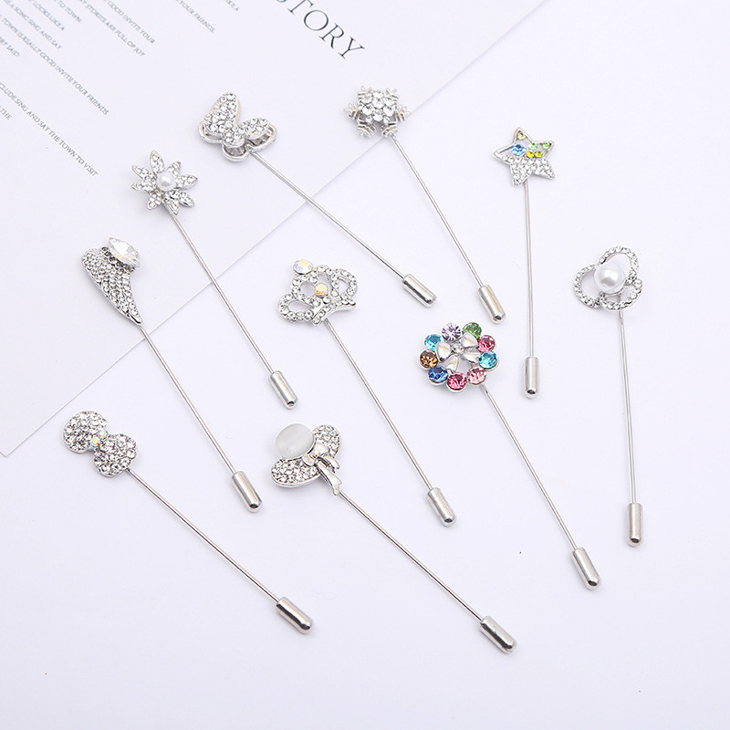 Coroana la modă Floare Steaua Ace Broșe Perle Strass Esarfă Cataramă șal Cardigan Ac lung Aliaj de zinc Accesorii pentru femei