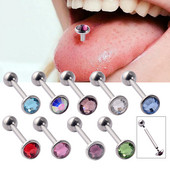 Piercing inel cu mreană cu limbă prețioasă CZ plat, cu filet intern, cercei, bijuterii de piercing pentru mamelon drept.