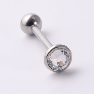 Piercing inel cu mreană cu limbă prețioasă CZ plat, cu filet intern, cercei, bijuterii de piercing pentru mamelon drept.