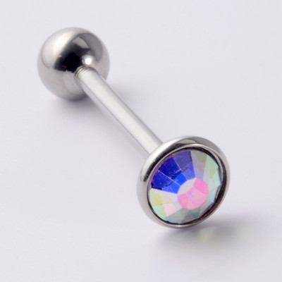 Piercing inel cu mreană cu limbă prețioasă CZ plat, cu filet intern, cercei, bijuterii de piercing pentru mamelon drept.