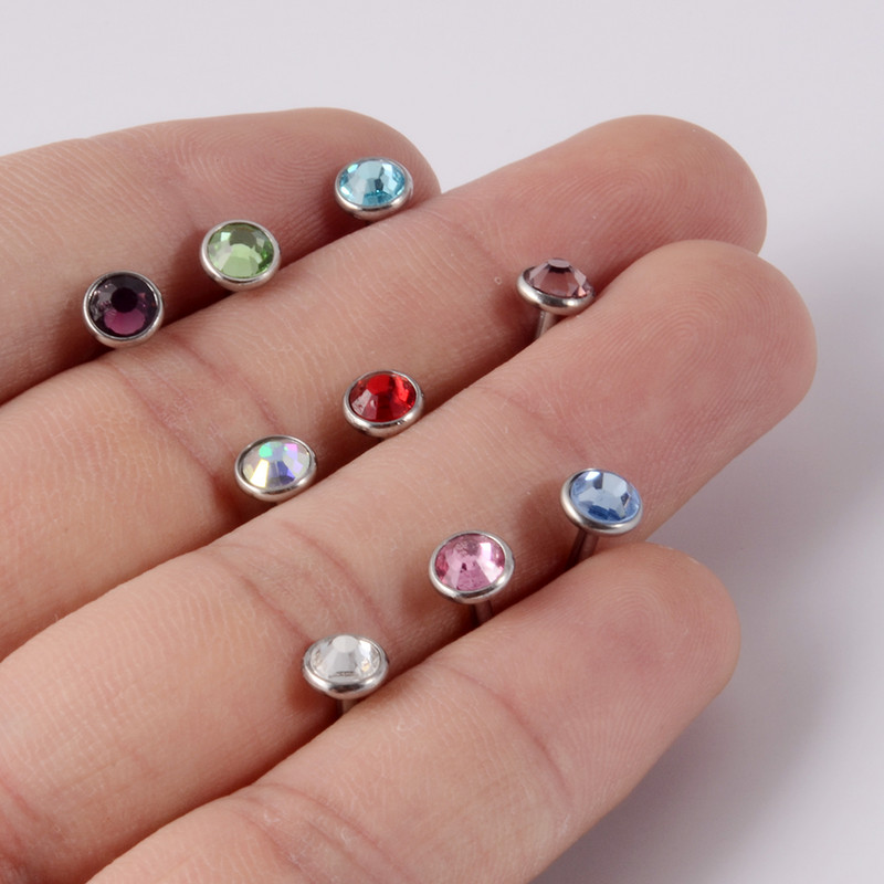 Piercing inel cu mreană cu limbă prețioasă CZ plat, cu filet intern, cercei, bijuterii de piercing pentru mamelon drept.