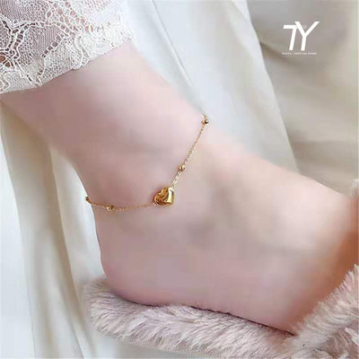 2022 Nou Clasic Inimă Culoarea Auriu Braț de gleznă din oțel inoxidabil pentru femeie Bijuterii de modă coreeană Accesorii sexy pentru fete de petrecere pe plajă
