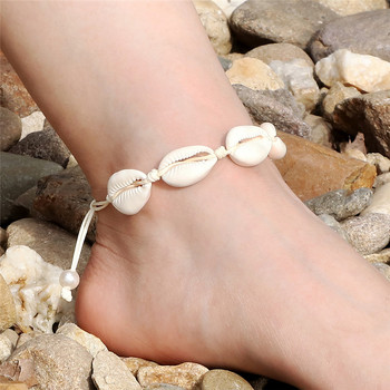 Hot Bohemia Seashell Anklet Ръчно изработени раковини Anklets за момичета Дамски летни плажни бижута Бос крак Глезена на каишка за крака Аксесоари