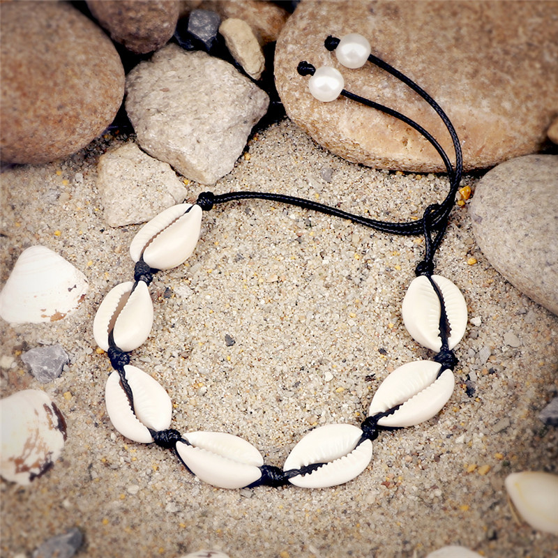 Hot Bohemia Seashell bokalánc Kézzel készített kagyló bokaláncok lányoknak Női Nyári Strand ékszerek Mezítlábas boka lábpánton Kiegészítők
