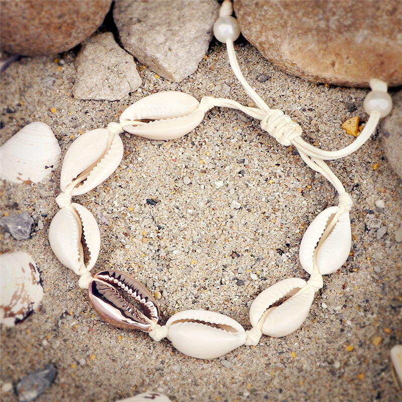 Hot Bohemia Seashell bokalánc Kézzel készített kagyló bokaláncok lányoknak Női Nyári Strand ékszerek Mezítlábas boka lábpánton Kiegészítők