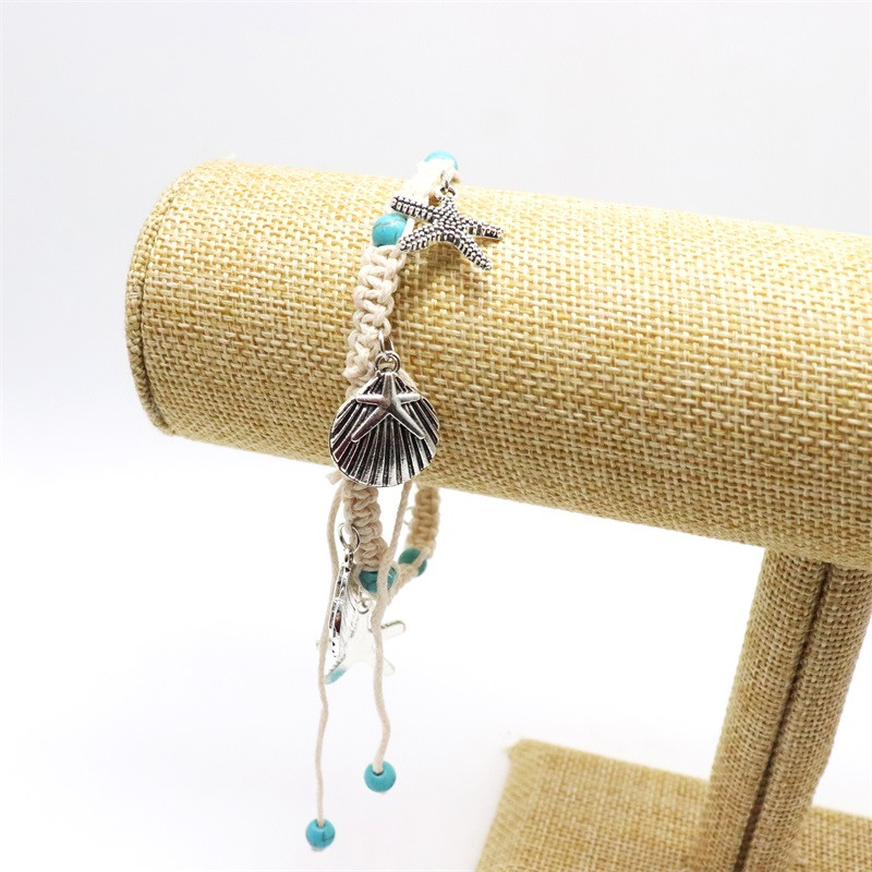 ZHONGVI Set de glezne cu pandantiv de stele de mare de culoare argintie, de culoare boemă