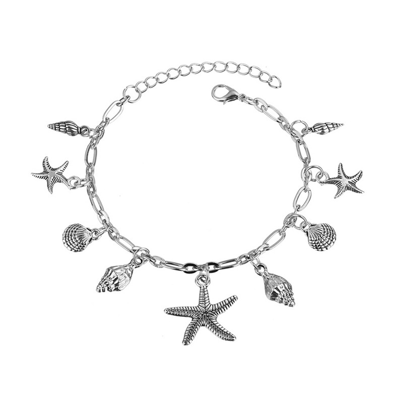 ZHONGVI Anklets de epocă pentru femei Starfish Shell pandantiv gleznă vară plajă picior gleznă boemă gleznă brăţară pe picior bijuterii