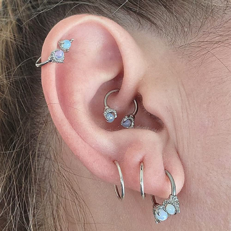 1 bucată 16G din oțel inoxidabil opalit dragon inel nas potcoave piercing Nariz în formă de C ureche cartilaj Helix piercing bijuterii