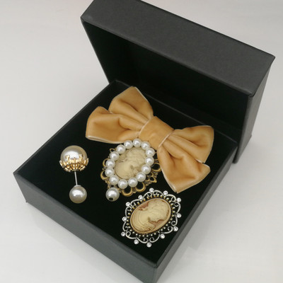 Vintage Velvet Bow Crystal Rhinestones Cameo καρφίτσες καρφίτσας για γυναίκες μιμητές πέρλες στρας Καρφίτσες καρφίτσες καρφίτσα πέτο Σετ κοριτσίστικα δώρα