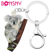 Breloc de chei Bonsny din acrilic dulce Koala australian Breloc de chei cu animale drăguțe Bijuterii pentru copii, fete, cadou clasic, brelocuri pentru poșete
