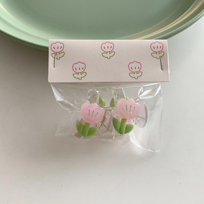 2 buc/lot fată drăguță roz lalele gheare de păr mini floare agrafe de păr 2022 de vară dulci agrafe breton agrafă cadou de petrecere de aniversare