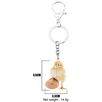 Bonsny Acrylic Eggs Κοτόπουλο Μπρελόκ Μπρελόκ Lovely Farm Animal Keychain Jewelry for Women Παιδικά Δώρα Διακόσμηση τσάντας αυτοκινήτου
