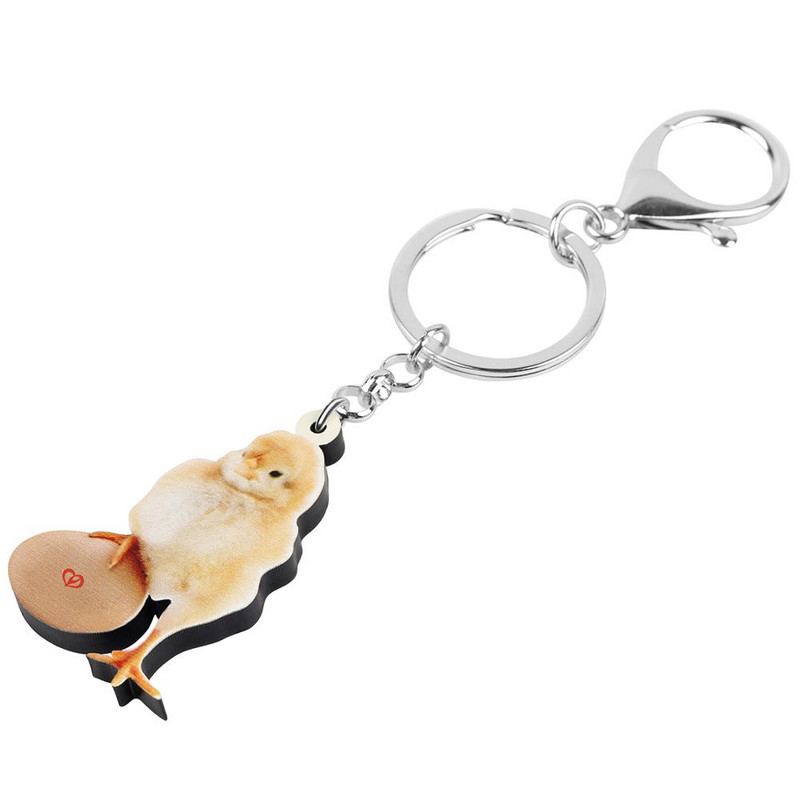 Bonsny Ouă Acrilice Pui Pui Breloc Breloc Frumos Fermă Animal Breloc Bijuterii Pentru Femei Copii Cadouri Decorare geantă mașină