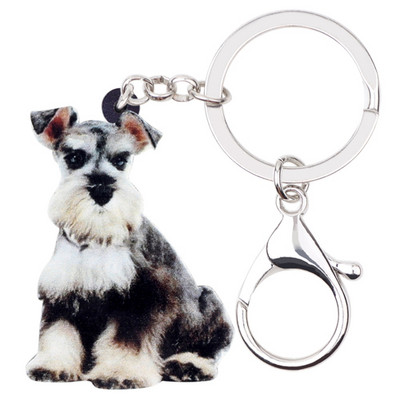 Bonsny Statement Acrilic Schnauzer Terrier Câine Breloc Breloc Inel Bijuterii Animale drăguțe Pentru Femei Fete Geantă Poșeta Mașină Brelocuri