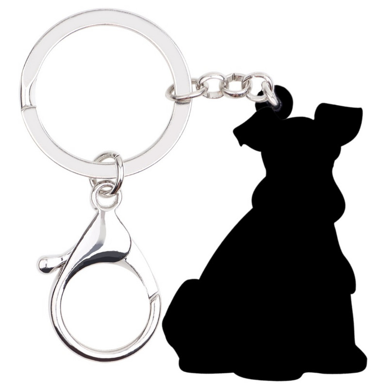 Bonsny Statement Acrilic Schnauzer Terrier Câine Breloc Breloc Inel Bijuterii Animale drăguțe Pentru Femei Fete Geantă Poșeta Mașină Brelocuri